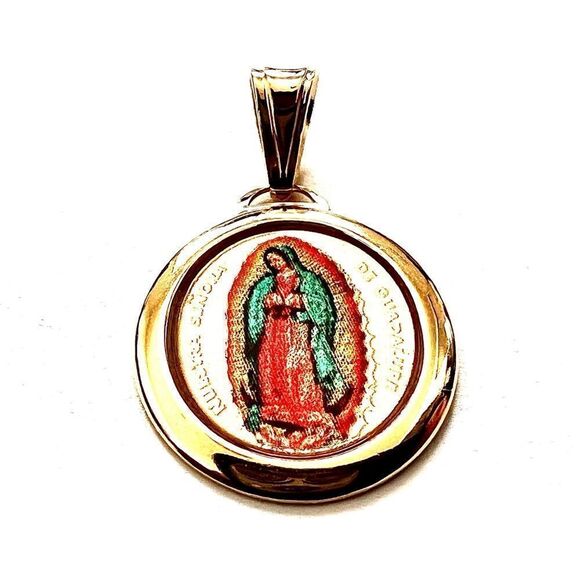 Guadalupe Virgin Mary 14k Solid Gold Pendant | perfect gift | faith | Guadalupe - Picture 9 of 9
